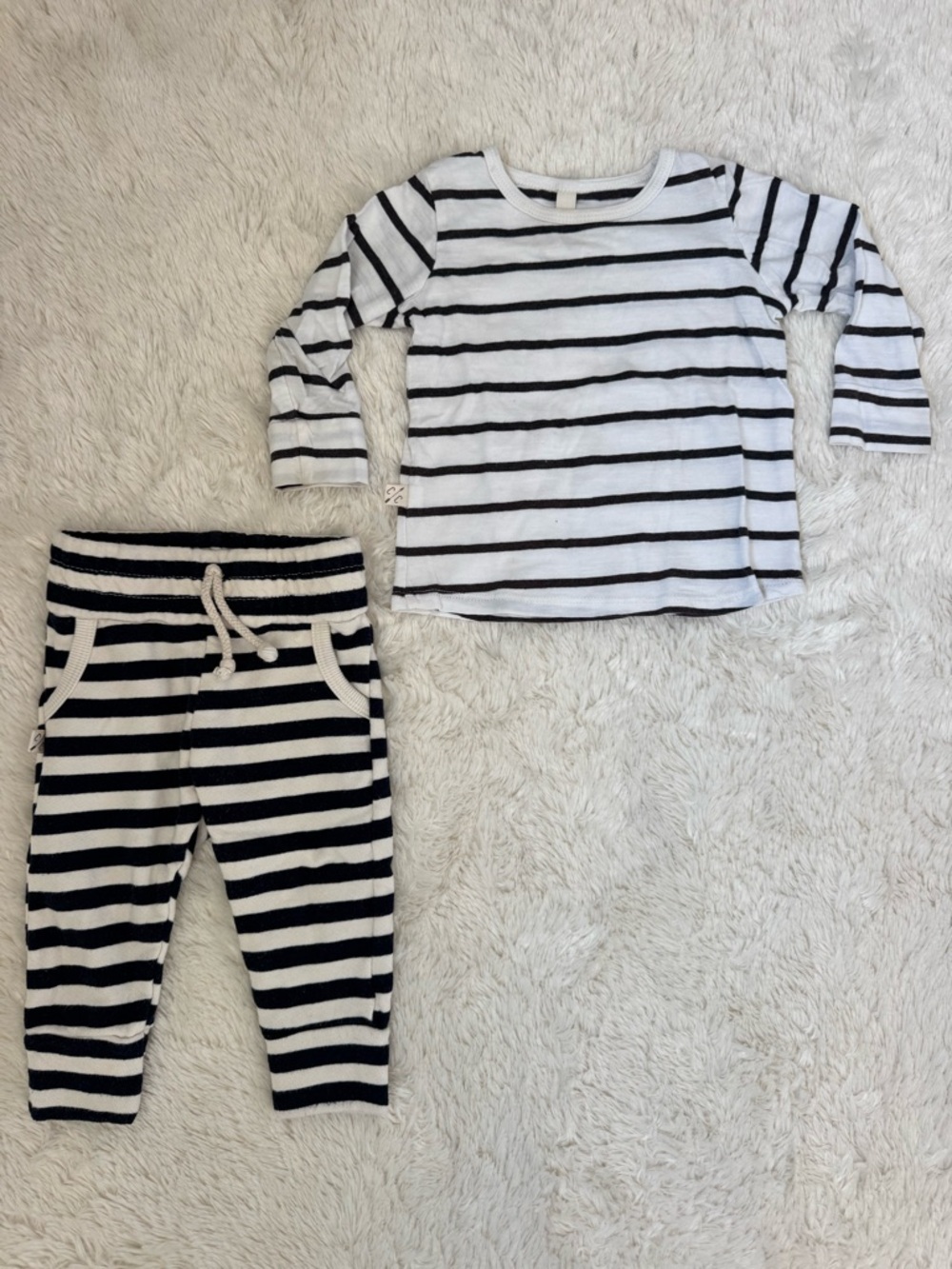 Childhoods Clothing Neutral Stripe Joggers + Tee Lounge Bundle - 6-12M